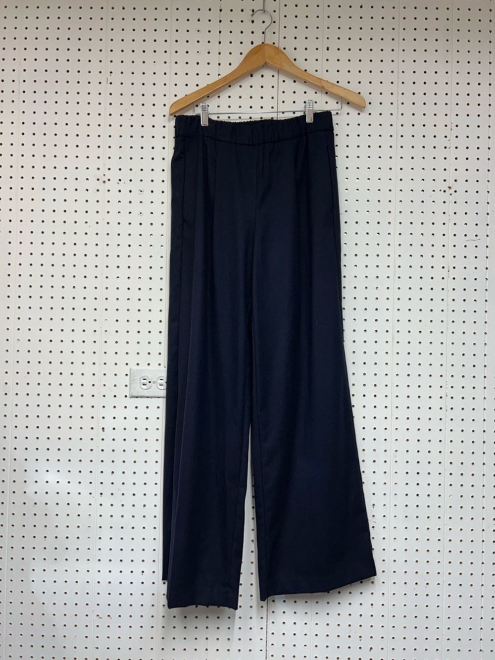 Ann Taylor Elastic Waist Navy Straight-Leg Trousers